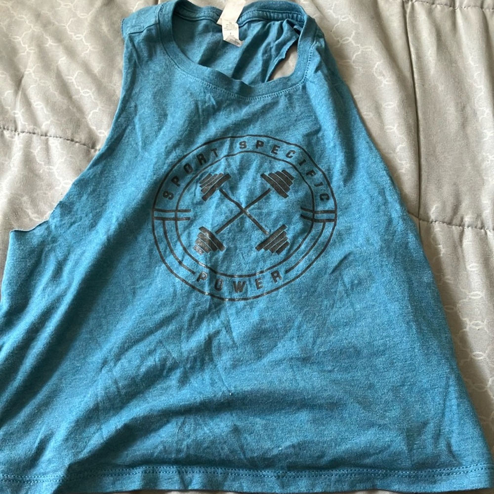 Blue Sleeveless Graphic Tank Top